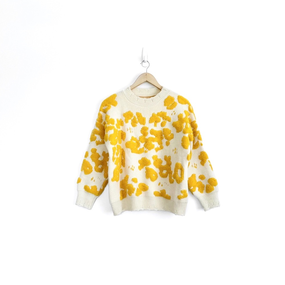 Textured Distressed Knit Pullover